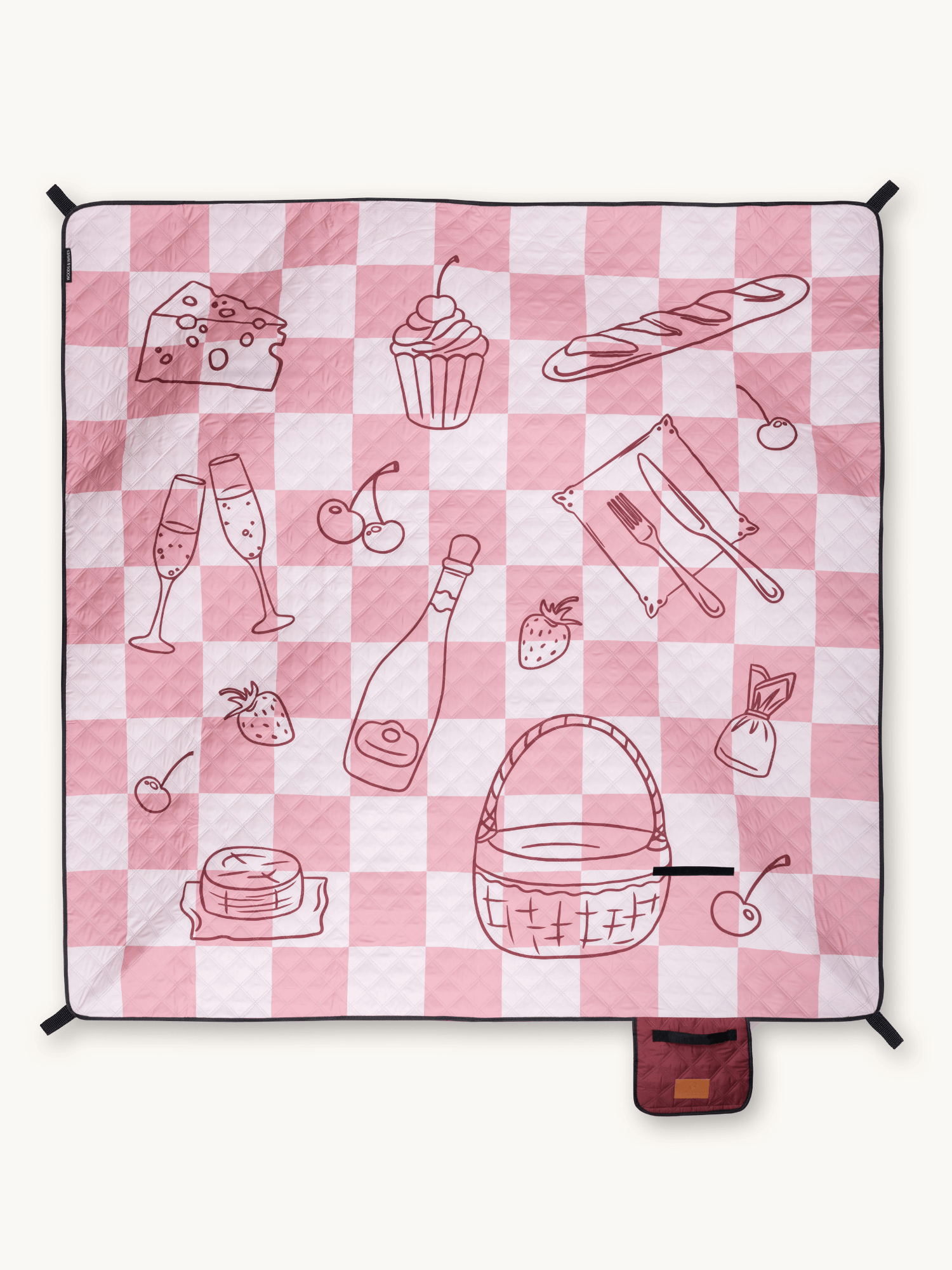 Rose Brunch - Telo da picnic e da spiaggia (isolante) 200 x 200 cm - XXL Telo da picnic in PET riciclato - impermeabile e termico